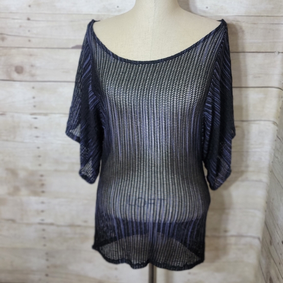 Blue/black Sheer top, size M - Picture 1 of 5